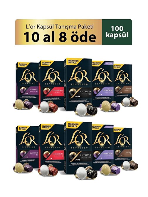 Kapsül Tanışma Paketi Nespresso Uyumlu Alüminyum Kapsül Kahve Fırsat Paketi 10 Adet X 10 Paket