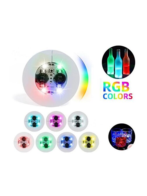 Parti Led Şişe Bardak Etiketi 6cm 6 LED’li 7 Renk + Renk Döngüsü
