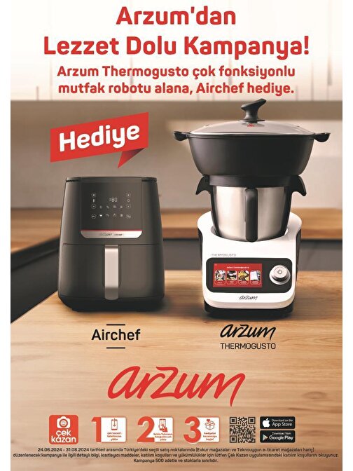 Arzum AR1181 Thermogusto Çok Fonksiyonlu Akıllı Mutfak Robotu Hediyeli