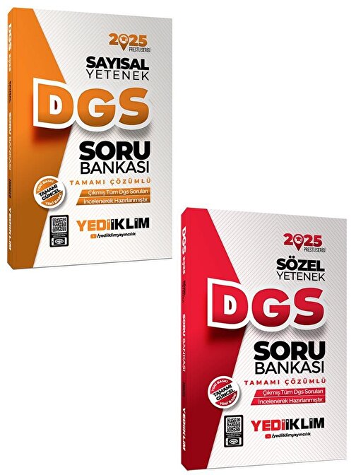 Yediiklim Yayınları 2025 DGS Sayısal Sözel Yetenek Tamamı Çözümlü Soru Bankası Seti