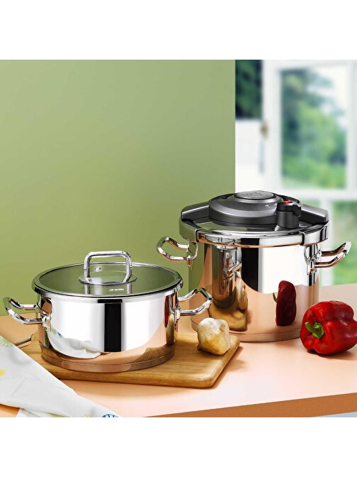 Aryıldız Touch & Cook Kanka Düdüklü Tencere Seti 6 + 4 Litre Ar258255 