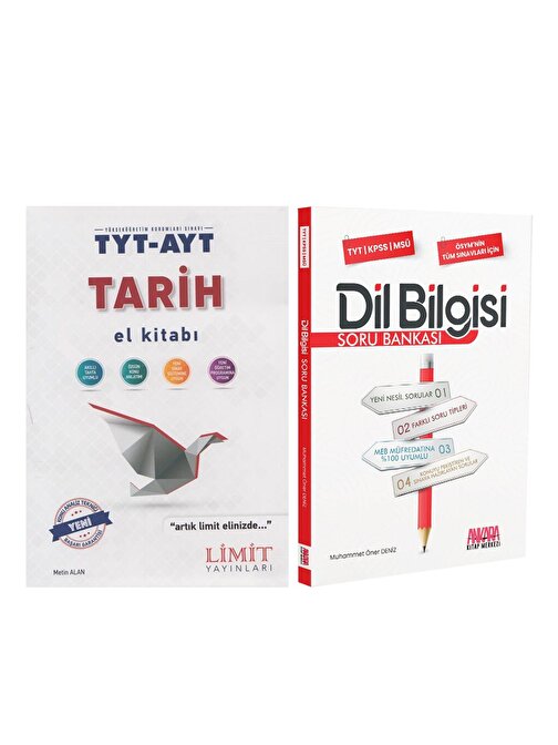 Limit TYT AYT Tarih El Kitabı ve AKM Dil Bilgisi Soru Bankası Seti 2 Kitap