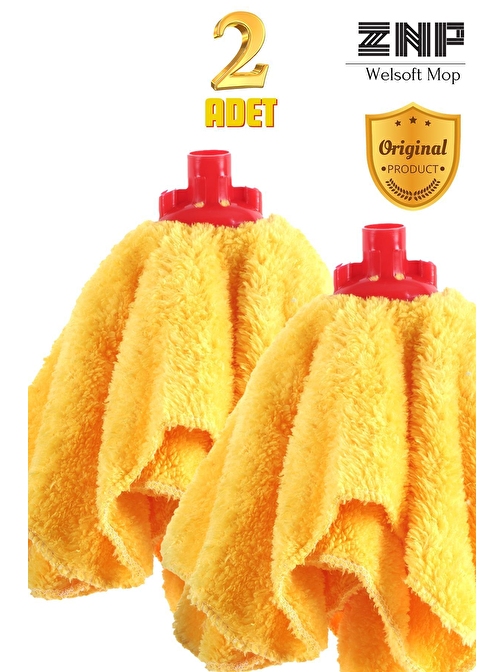 Welsoft Balerin Mop Yedek Başlıklı 2 Adet Sarı Mop, Papas 45x60