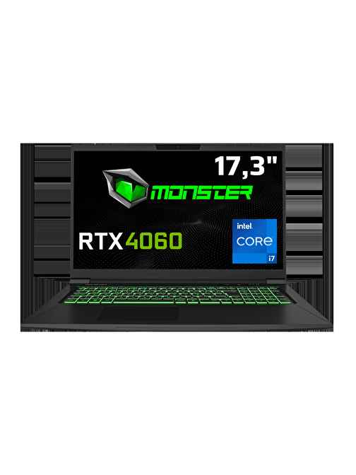 Monster Tulpar T7 V20.8.5 Intel Core i7 12700H 32 GB RAM 1 TB SSD 8 GB RTX 4060 Windows 11 17,3" FHD 144 Hz Oyun Bilgisayarı
