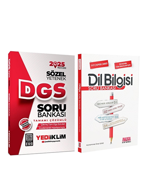 Yediiklim 2025 DGS Sözel Yetenek ve AKM Dil Bilgisi Soru Bankası Seti 2 Kitap