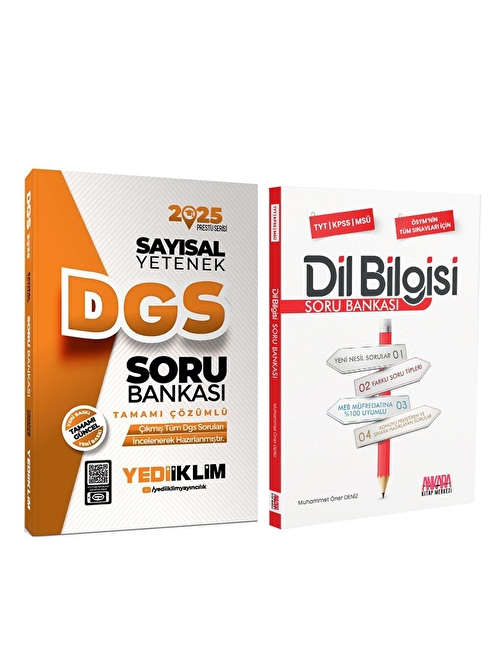 Yediiklim 2025 DGS Sayısal Yetenek ve AKM Dil Bilgisi Soru Bankası Seti 2 Kitap