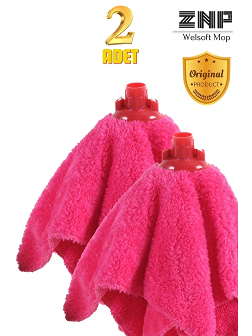 Welsoft Balerin Mop Yedek Başlıklı 2 Adet Pembe Mop, Papas 45x60