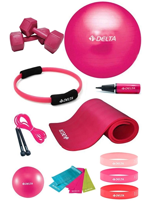 Delta 15 MM Minderli PTS Fuşya Full Pilates Seti (75 cm 20 cm)