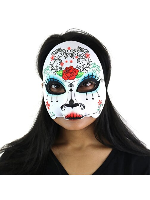 Himarry Ölü Günü Kafatası Yarım Güllü Çiçekli Maske Eva Yumuşak Model