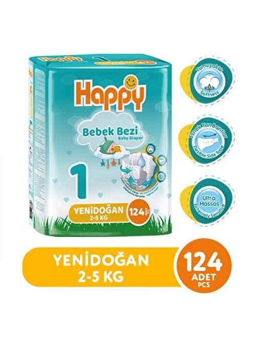 Happy Bebek Bezi Yenidoğan 1 No 62 li x 2 Adet