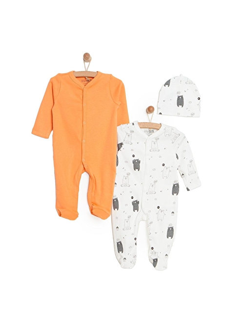 HelloBaby Yenidoğan 2li Patikli Tulum Şapka Set Unisex