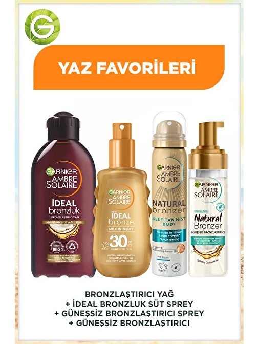 Bronzlaştırıcı Yağ + İdeal Bronzluk Süt Sprey + Güneşsiz Bronzlaştırıcı Sprey + Güneşsiz Bronzlaştırıcı