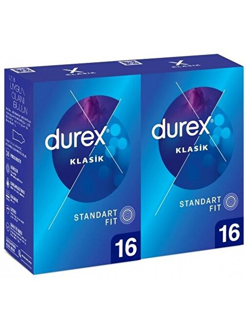 Durex Klasik Kondom 16 lı x 2 Adet