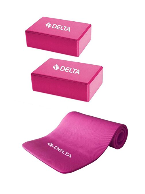 Delta Konfor Zemin Taşıma Askılı 15 mm Pilates Minderi Yoga Matı 2 Adet Yoga Blok Çiftli Yoga Bloğu