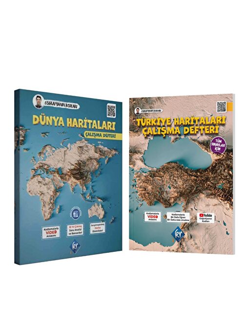 KR Akademi Dünya ve Türkiye Haritaları Çalışma Defteri Seti 2 Kitap