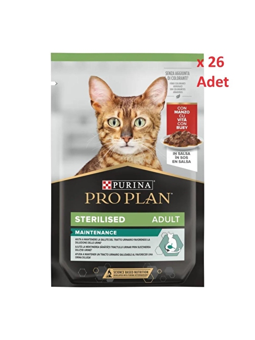 Pro Plan Sterilised Beef Pouch 85 gr x 26 adet