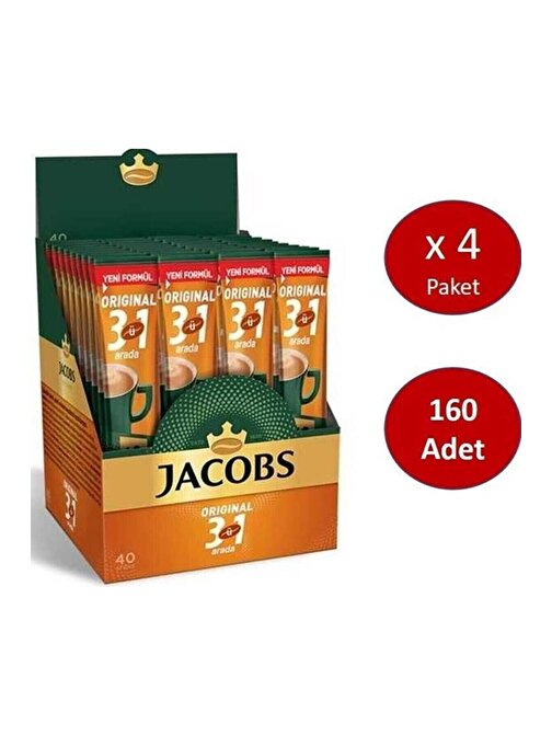 Jacobs 3'ü 1 Arada  Karışım Kahve 160 Adet ( 40'lı Kutu x 4)