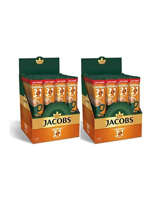 Jacobs 3'ü 1 Arada  Karışım Kahve 80 Adet ( 40'lı Kutu x 2)