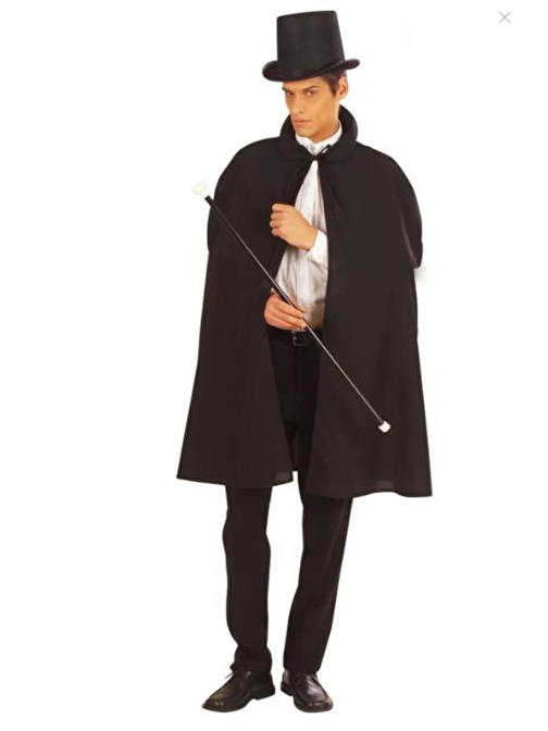 Himarry Siyah Sihirbaz Pelerini 120 cm ve Sihirbaz Şapkası 12 cm Yetişkin Boy