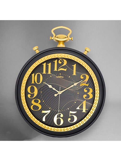 Galaxy 736-KA-1 Serisi Köstekli Saat Görünümlü Sessiz Akar Duvar Saati 50 cm Koyu Kahve-Gold