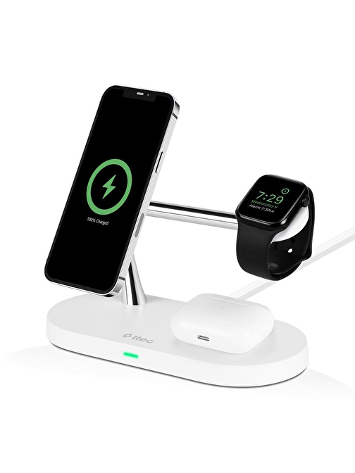 ttec AirCharger Quattro M MagSafe Uyumlu 4’ü 1 Arada iPhone + Apple Watch + AirPods LED Aydınlatmalı