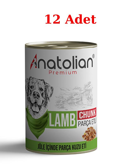 Anatolian Premium Adult Lamb Kuzulu Parça Etli Yetişkin Köpek Konservesi 400 gr x 12 Adet
