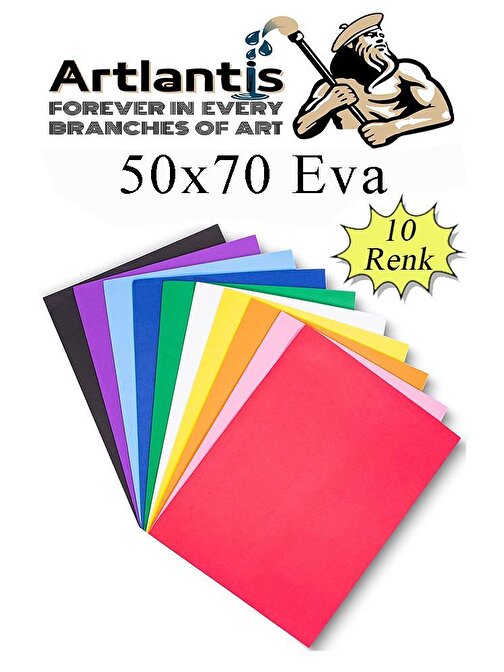 Eva 10 Renk 50x70 cm 1 Paket Düz Eva Süngeri 10 Lu Renkli Eva 50*70 Elişi Okul Öncesi Ana Sınıfı İlkokul