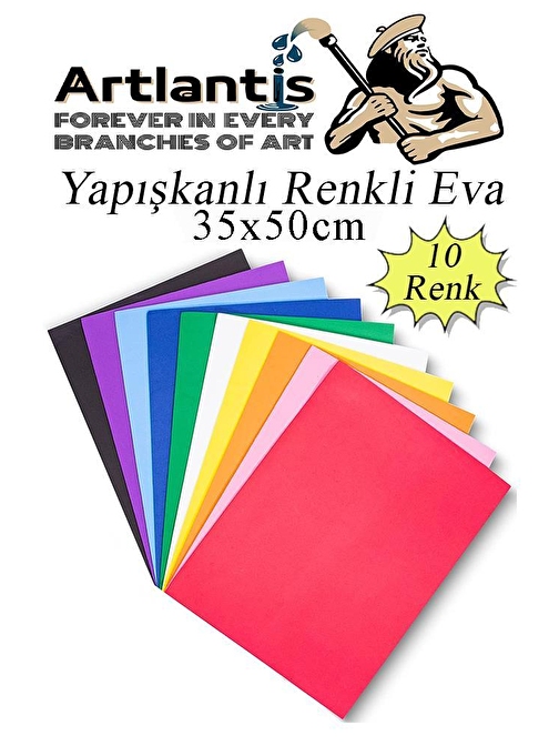 Yapışkanlı Eva A4 35x50 cm 10 Renk 1 Paket Yapışkanlı Eva Süngeri 10'lu Okul Kreş Anasınıfı Elişi Etkinlikleri