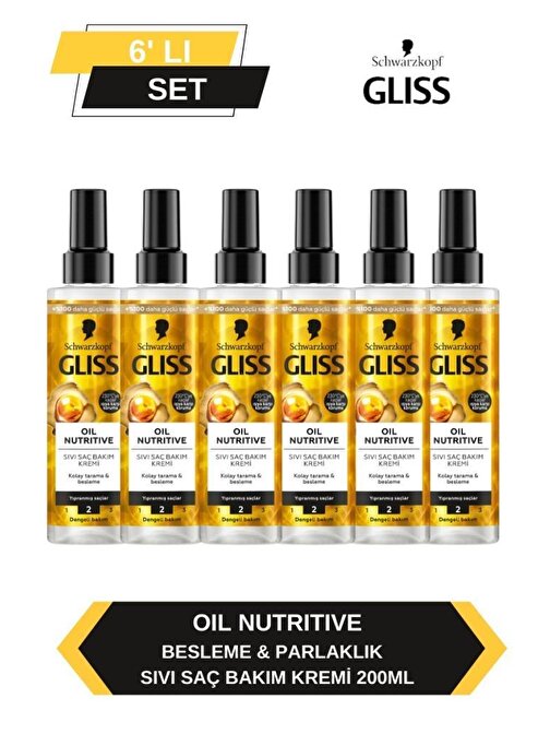 Gliss Oil Nutritive Sıvı Saç Kremi 200ml x 6'lı Set