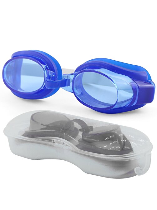 Yüzücü Gözlüğü Kutulu Ayarlanabilir Havuz Deniz Yüzme Gözlüğü Standart Çocuk-Yetişkin Mavi 1300