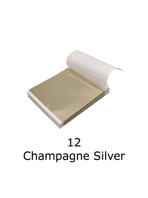 Varak Kaplama Yaprak Metalik Folyo İmitasyon 9x9cm 10lu Paket 12 Champagne Silver R5799F-12