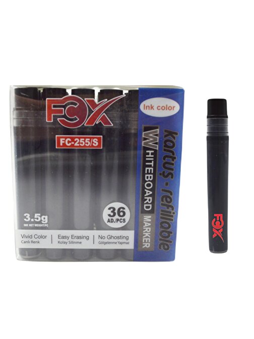 FCX Beyaz Tahta Kalemi Kartuşu Siyah 36 Adet FC-255/S