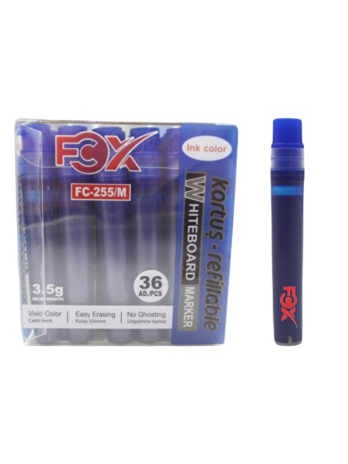 FCX Beyaz Tahta Kalemi Kartuşu Mavi 36 Adet FC-255/M