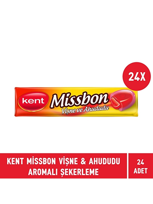 Kent Missbon Vişne & Ahududu Aromalı Nostaljik Şekerleme 43 gr - 24 Adet