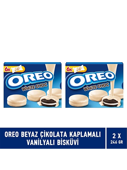 Oreo Beyaz Çikolata Kaplamalı Vanilyalı Bisküvi 246 gr - 2 Adet