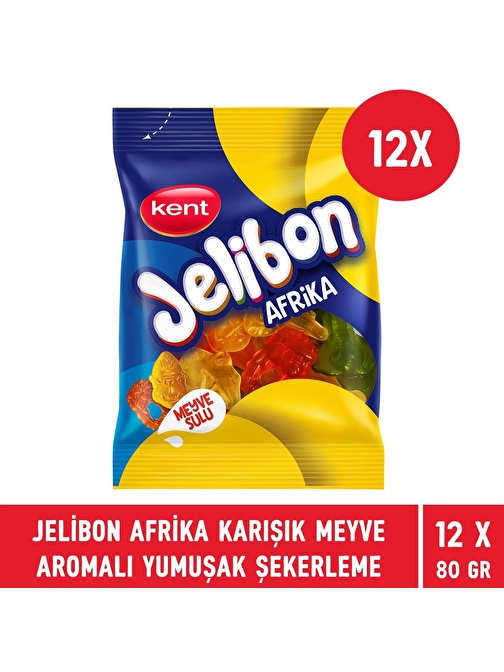 Jelibon Afrika Karışık Meyve Aromalı Yumuşak Şekerleme 80 gr - 12 Adet