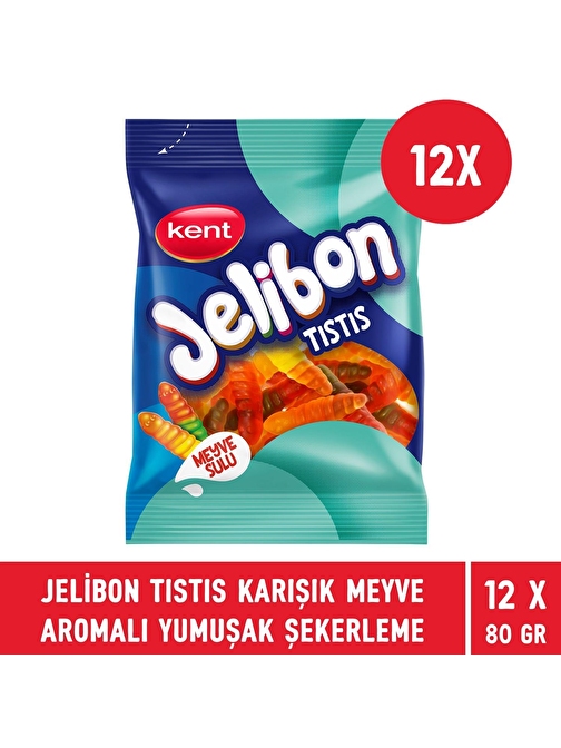 Jelibon Tıstıs Karışık Meyve Aromalı Yumuşak Şekerleme 80 gr - 12 Adet