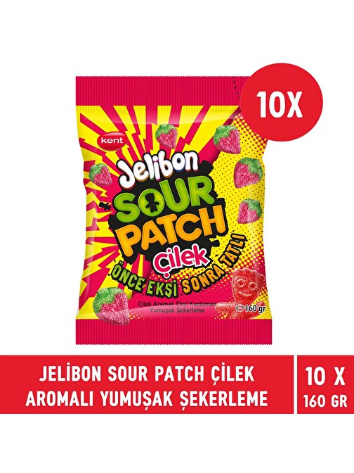 Jelibon Sour Patch Çilek Aromalı Yumuşak Şekerleme 160 gr - 10 Adet