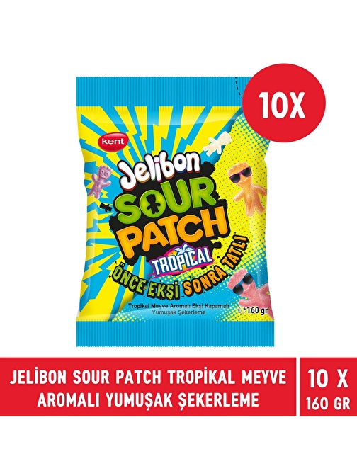 Jelibon Sour Patch Tropikal Meyve Aromalı Yumuşak Şekerleme 160 gr - 10 Adet