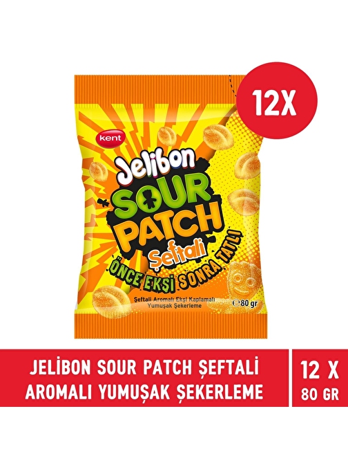 Jelibon Sour Patch Şeftali Aromalı Yumuşak Şekerleme 80 gr - 12 Adet