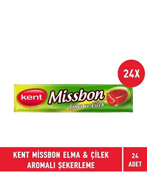 Kent Missbon Çilek & Elma Aromalı Nostaljik Şekerleme 43 gr - 24 Adet