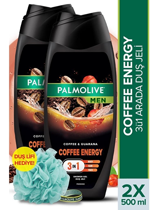 Palmolive Men Coffee 500 ml Duş Jeli x2 Adet + Duş Lifi