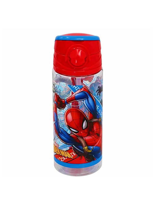 Spiderman Lisanslı Pipetli Plastik Matara 500 ml Kırmızı (OTTO-42532)