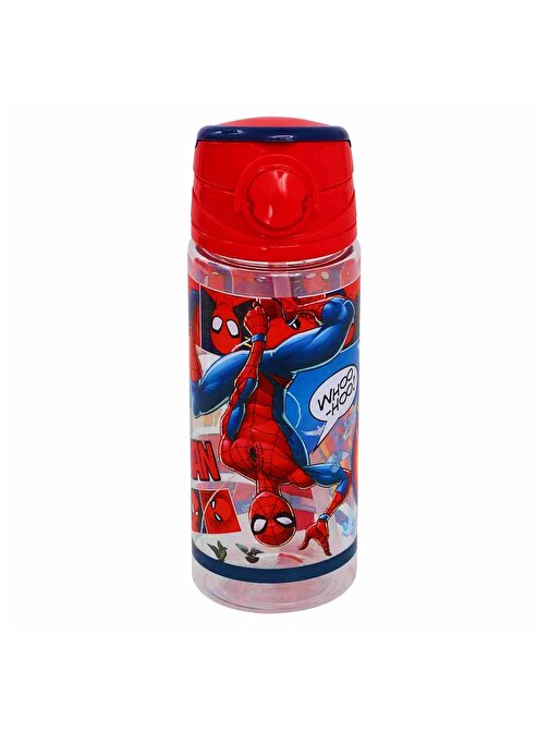 Spiderman Lisanslı Pipetli Plastik Matara 500 ml Kırmızı (OTTO-42529)