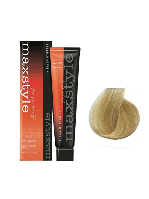 Maxstyle Argan Keratin Saç Boyası 10.0 Açık Sarı  x 2 Adet + Sıvı oksidan 2 Adet