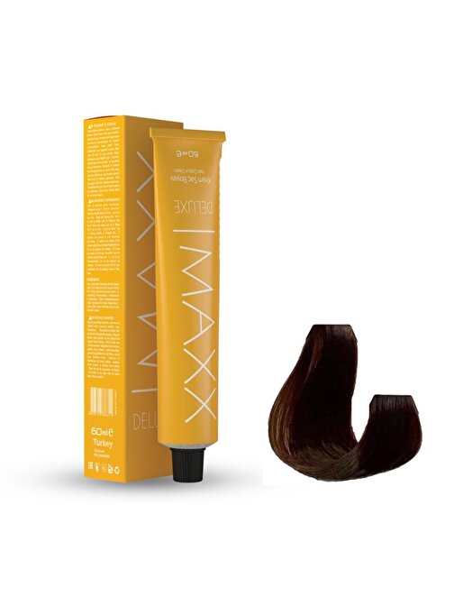 Maxx Deluxe Tüp Boya 6.3 Koyu Kumral Dore 60 ml x 4 Adet + Sıvı Oksidan 4 Adet
