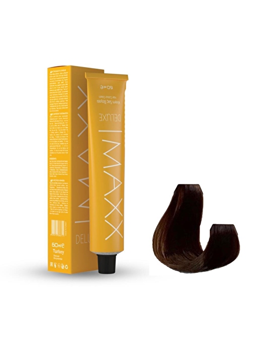 Maxx Deluxe Tüp Boya 6.3 Koyu Kumral Dore 60 ml  x 2 Adet + Sıvı Oksidan 2 Adet