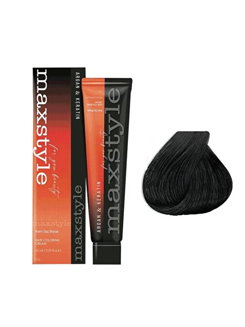 Maxstyle Argan Keratin Saç Boyası 1.0 Siyah + Sıvı oksidan