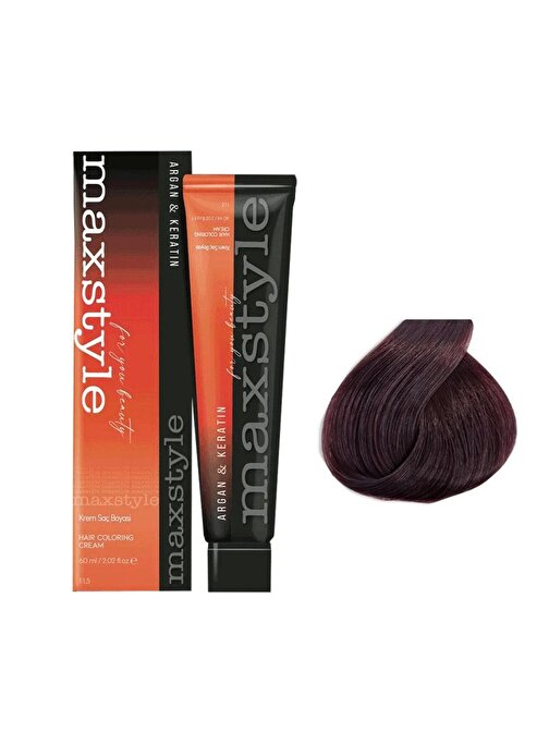 Maxstyle Argan Keratin Saç Boyası 5.66 Şarap Kızılı  x 2 Adet + Sıvı oksidan 2 Adet