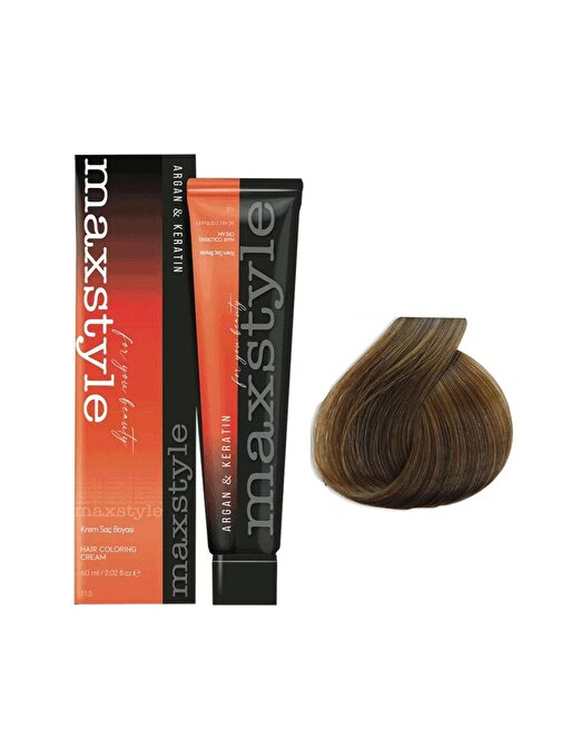 Maxstyle Argan Keratin Saç Boyası 7.00 Yoğun Kumral  x 2 Adet + Sıvı oksidan 2 Adet